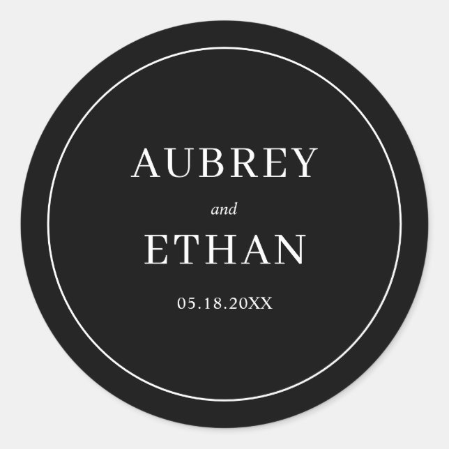 Simple Minimalist Elegant Wedding Classic Round Sticker (Front)