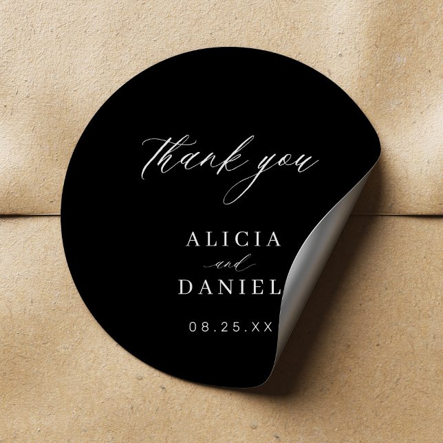 Simple minimalist elegant wedding favour classic r classic round sticker (Creator Uploaded)