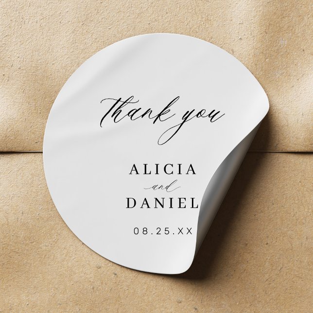 Simple minimalist elegant wedding favour classic round sticker (Creator Uploaded)