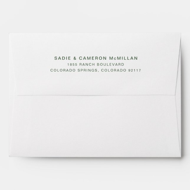 Simple Minimalist Emerald Green Return Address Envelope (Back (Top Flap))