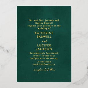 Simple minimalist Emerald green wedding gold