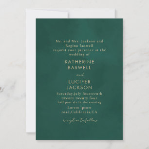 Simple minimalist Emerald green wedding  Invitation