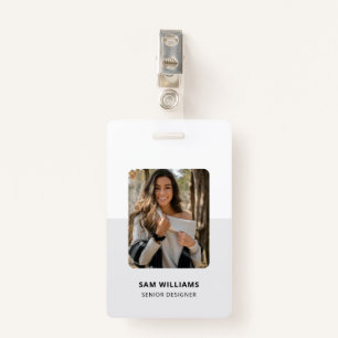 Simple Minimalist Employee ID with Barcode ID Badge