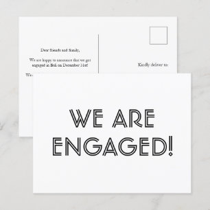 Simple Minimalist Engagement Announcement Postcard