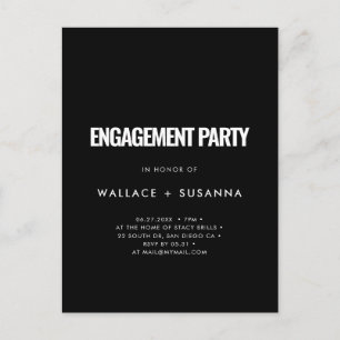 Simple minimalist engagement party invitation postcard