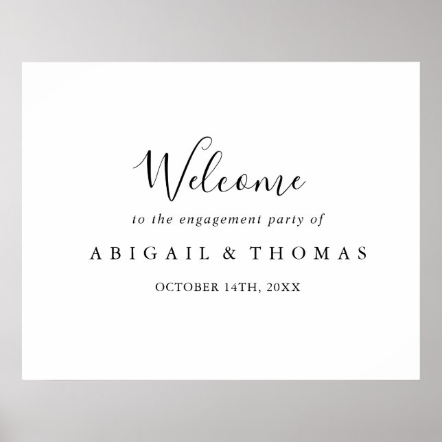 Simple Minimalist Engagement Party Welcome Sign (Front)
