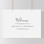 Simple Minimalist Engagement Party Welcome Sign<br><div class="desc">This simple minimalist engagement party welcome sign is perfect for a modern engagement celebration. The simple and elegant design features classic and fancy script typography in black and white.

Make this poster your own by adding the name of the bride and groom,  and the date of the engagement.</div>