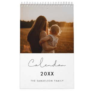Simple minimalist family calendar 2024