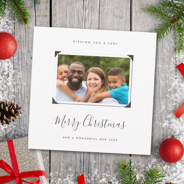 Simple Minimalist Family Photo Merry Christmas Holiday Card (Creator Uploaded)
