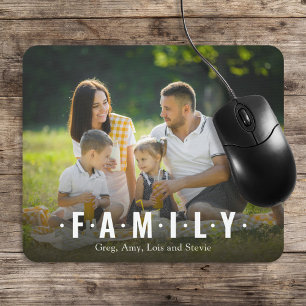 Simple Minimalist Family Photo Script Typography Mouse Mat