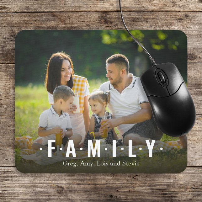 Simple Minimalist Family Photo Script Typography Mouse Mat (Creator Uploaded)