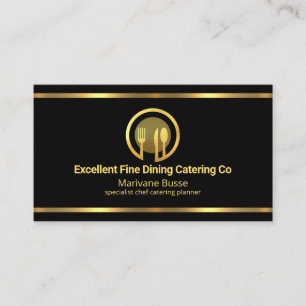Simple Minimalist Faux Gold Lines Catering Business Card