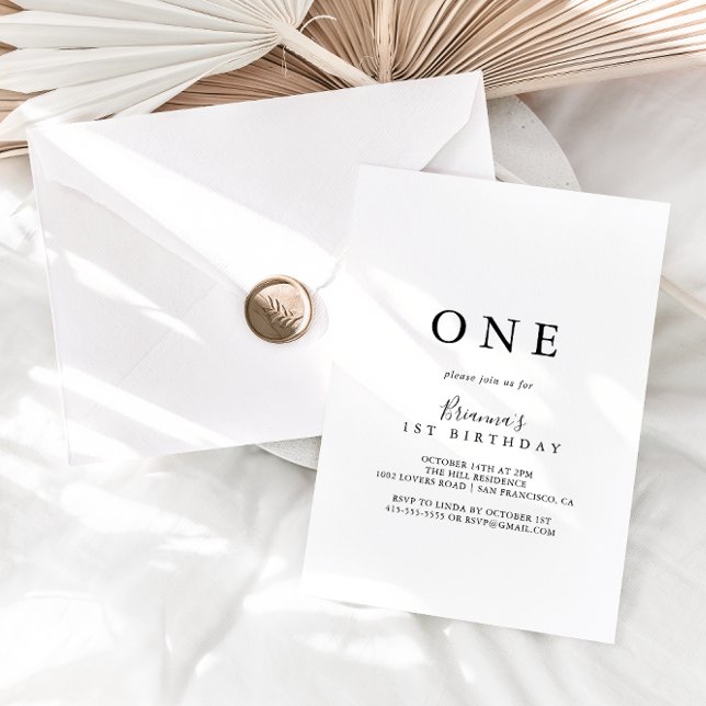 Simple Minimalist First Birthday Party Invitation (Creator Uploaded)