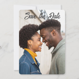 Simple Minimalist First Name Black Couple Photo Save The Date