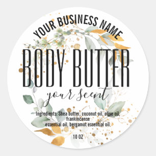 SIMPLE MINIMALIST floral BODY BUTTER Classic Round Sticker
