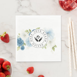 Simple Minimalist Floral Custom Logo Paper Napkin