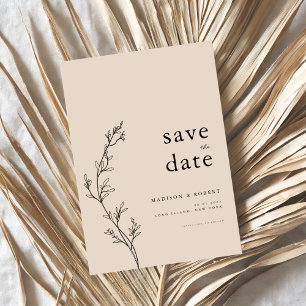 Simple Minimalist Floral Wedding Save the Date