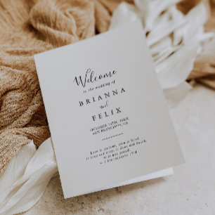 Simple Minimalist Folded Wedding Programme