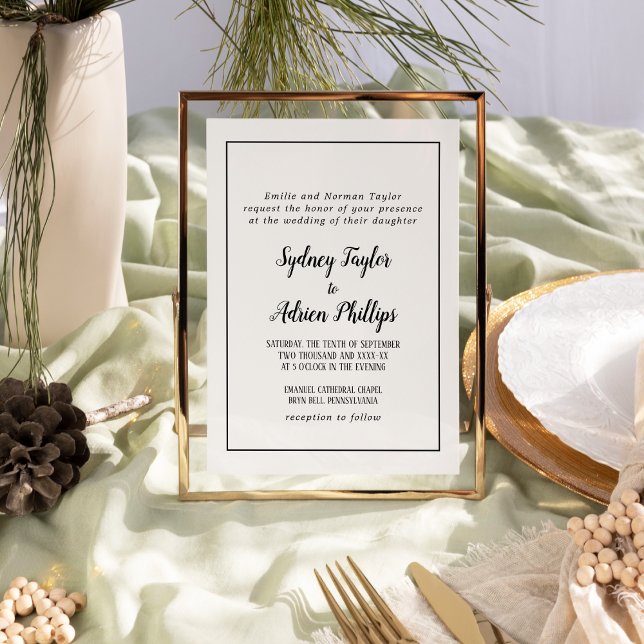 Simple Minimalist Formal Frame Wedding Invitation (Creator Uploaded)