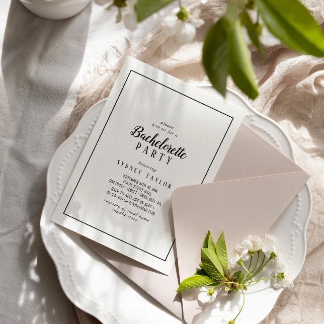 Simple Minimalist Frame Bachelorette Party Invitation (Creator Uploaded)