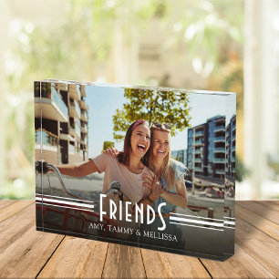 Simple Minimalist Friends Photo Calligraphy Retro Block