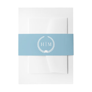 Simple Minimalist Frosted Frozen Blue Monogram  Invitation Belly Band