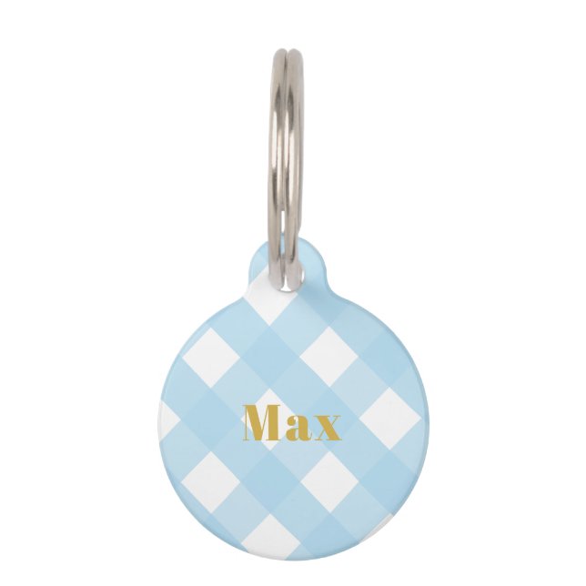 Simple Minimalist Fun Blue and Gold Pet Tag (Front)