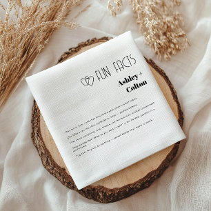 Simple Minimalist Fun Facts Couple Hearts Wedding  Napkin