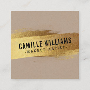 SIMPLE MINIMALIST glam faux gold foil brush stroke Square Business Card