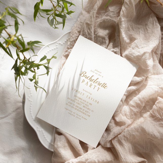 Simple Minimalist|Gold Bachelorette Party Invitation (Creator Uploaded)