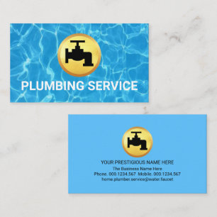 Simple Minimalist Gold Faucet Home Plumbing Business Card