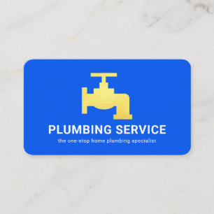 Simple Minimalist Gold Faucet Home Plumbing Business Card
