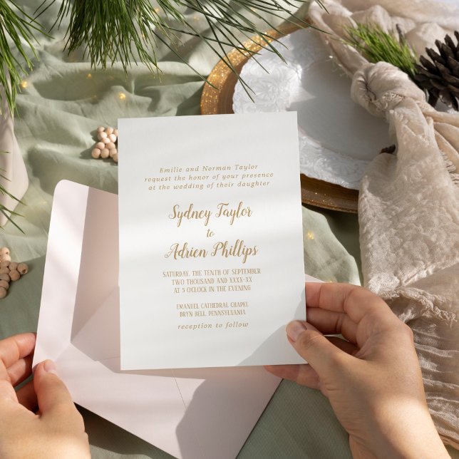 Simple Minimalist|Gold Formal Wedding Invitation (Creator Uploaded)