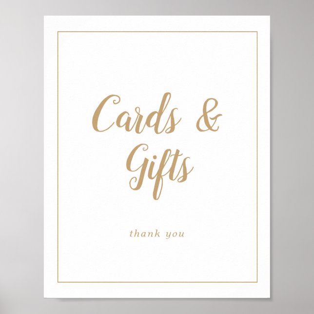 Simple Minimalist|Gold Frame Wedding Cards/Gifts Poster (Front)