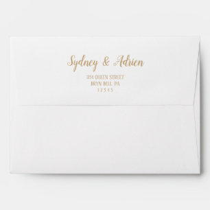 Simple Minimalist Gold Frame Wedding Invitation  Envelope