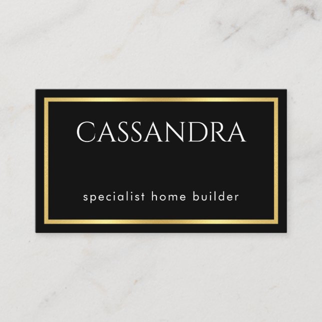 Simple Minimalist Gold Frame Your Name  Business Card (Front)