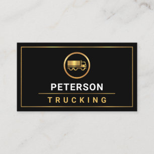 Simple Minimalist Gold Line Frame Truck Driver Business Card