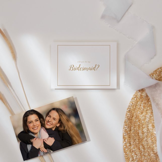 Simple Minimalist|Gold Photo Frame My Bridesmaid Card (Creator Uploaded)