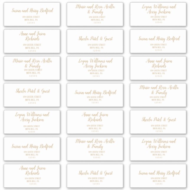 Simple Minimalist|Gold Wedding Address Labels (Front)