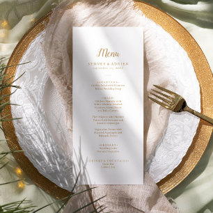 Simple Minimalist Gold Wedding Dinner Menu