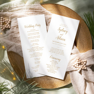Simple Minimalist Gold Wedding Programme