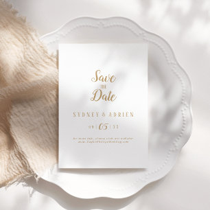 Simple Minimalist Gold Wedding Save The Date