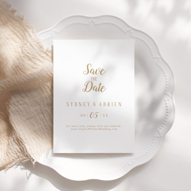 Simple Minimalist|Gold Wedding Save The Date (Creator Uploaded)