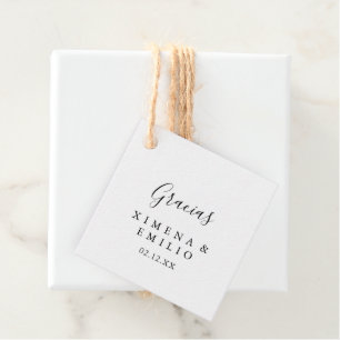 Simple Minimalist Gracias Wedding Favour Tags