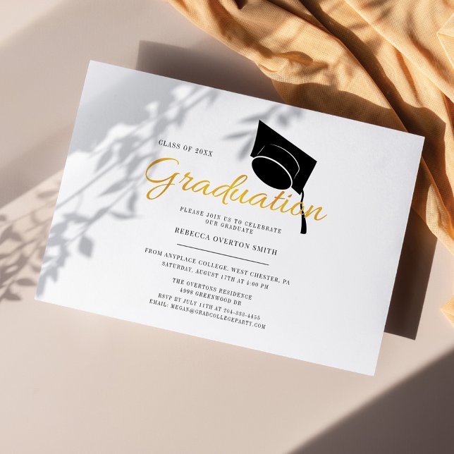 Simple Minimalist Graduation Cap Party Invitation (Creator Uploaded)