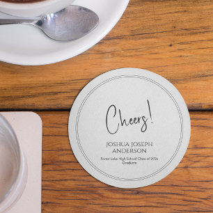 Simple Minimalist Graduation Party Round Paper Coaster