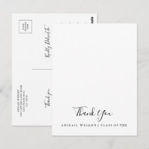 Simple Minimalist Graduation Thank You  Postcard