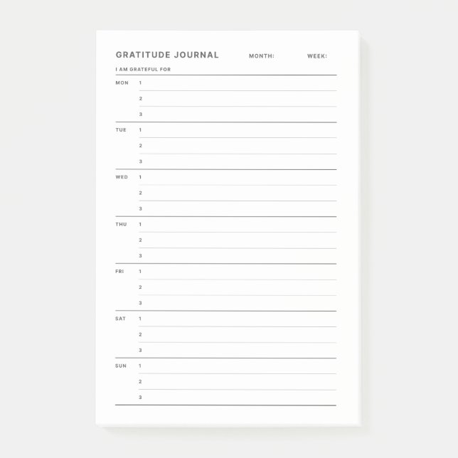 Simple Minimalist Gratitude Journal Post-it Notes (Front)