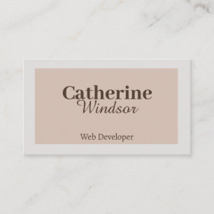 Simple Minimalist Gray Brown Pastel Web Developer Business Card