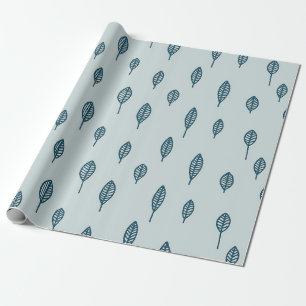 Simple Minimalist Green Leaves Pattern   Wrapping Paper
